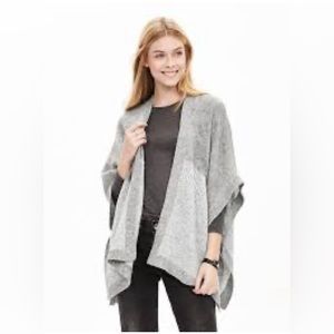 Banana Republic, Birdseye Sweater Poncho, xs/s, Grey, merino wool blend